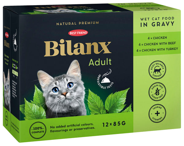 Best Friend Bilanx Adult kylling, okse & kalkun blanding i sovs 12x85 g