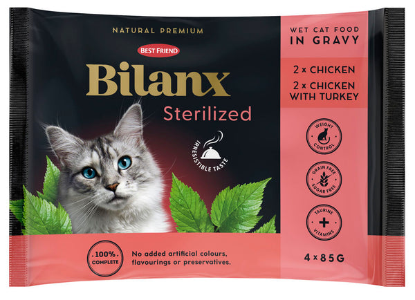 Best Friend Bilanx Sterilized chicken & turkey selection in gravy 4x85 g