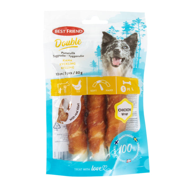 Best Friend Double tyggerulle kylling 12 cm 3 stk 80 g