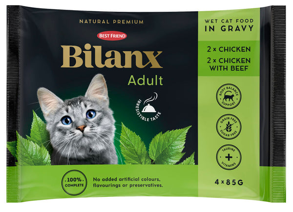 Best Friend Bilanx Adult chicken & beef selection in gravy 4x85 g