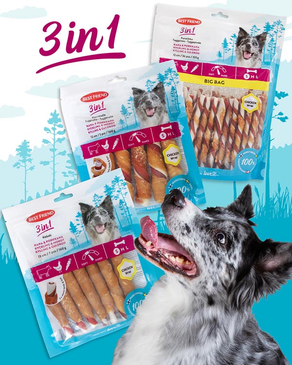 Best Friend 3in1 Dog Chews - 3 x more taste and more fun!