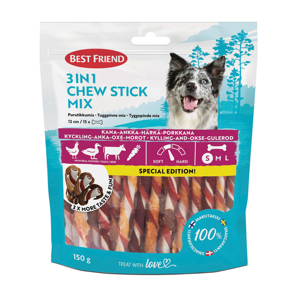 Best Friend 3in1 chew stick mix chicken, duck & ox Special Edition! 12 cm 15 pcs 150 g