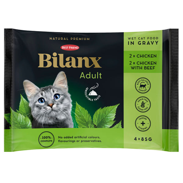 Best Friend Bilanx Adult kana & nauta lajitelma kastikkeessa 4x85 g