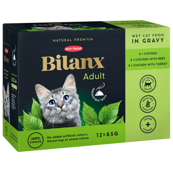 Best Friend Bilanx Adult kana, nauta & kalkkuna lajitelma kastikkeessa 12x85 g