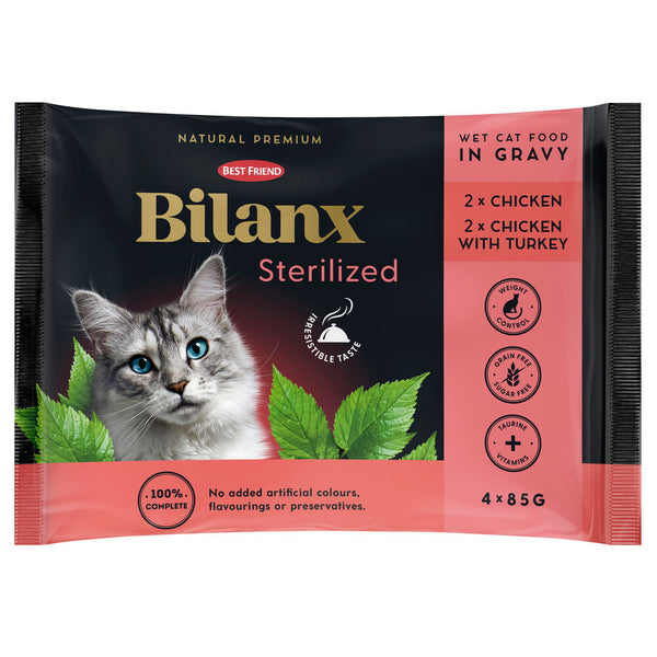 Best Friend Bilanx Sterilized kana & kalkkuna lajitelma kastikkeessa 4x85 g