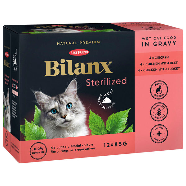 Best Friend Bilanx Sterilized kana, nauta & kalkkuna lajitelma kastikkeessa 12x85 g
