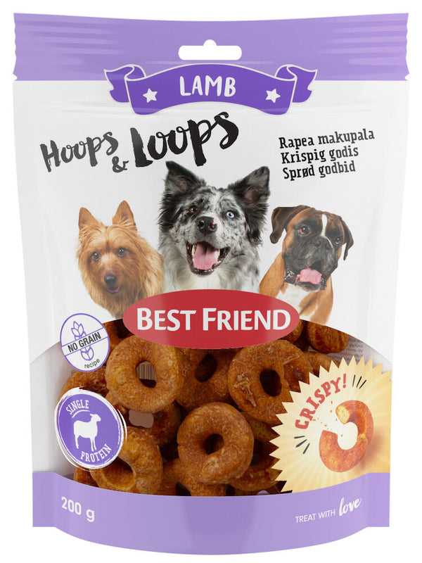 Best Friend Hoops & Loops krispig lamm godbit 200 g