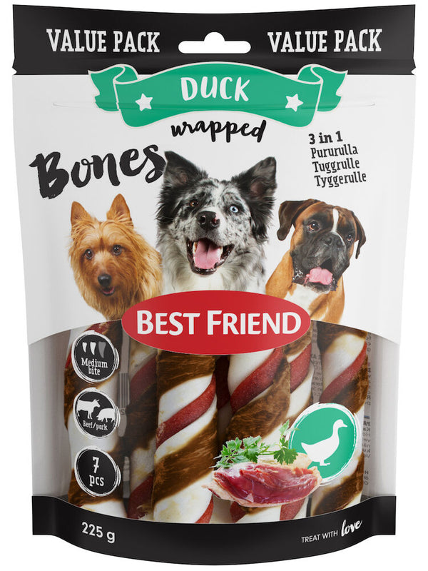 Best Friend Bones 3in1 ox and pork chew roll with duck fillet